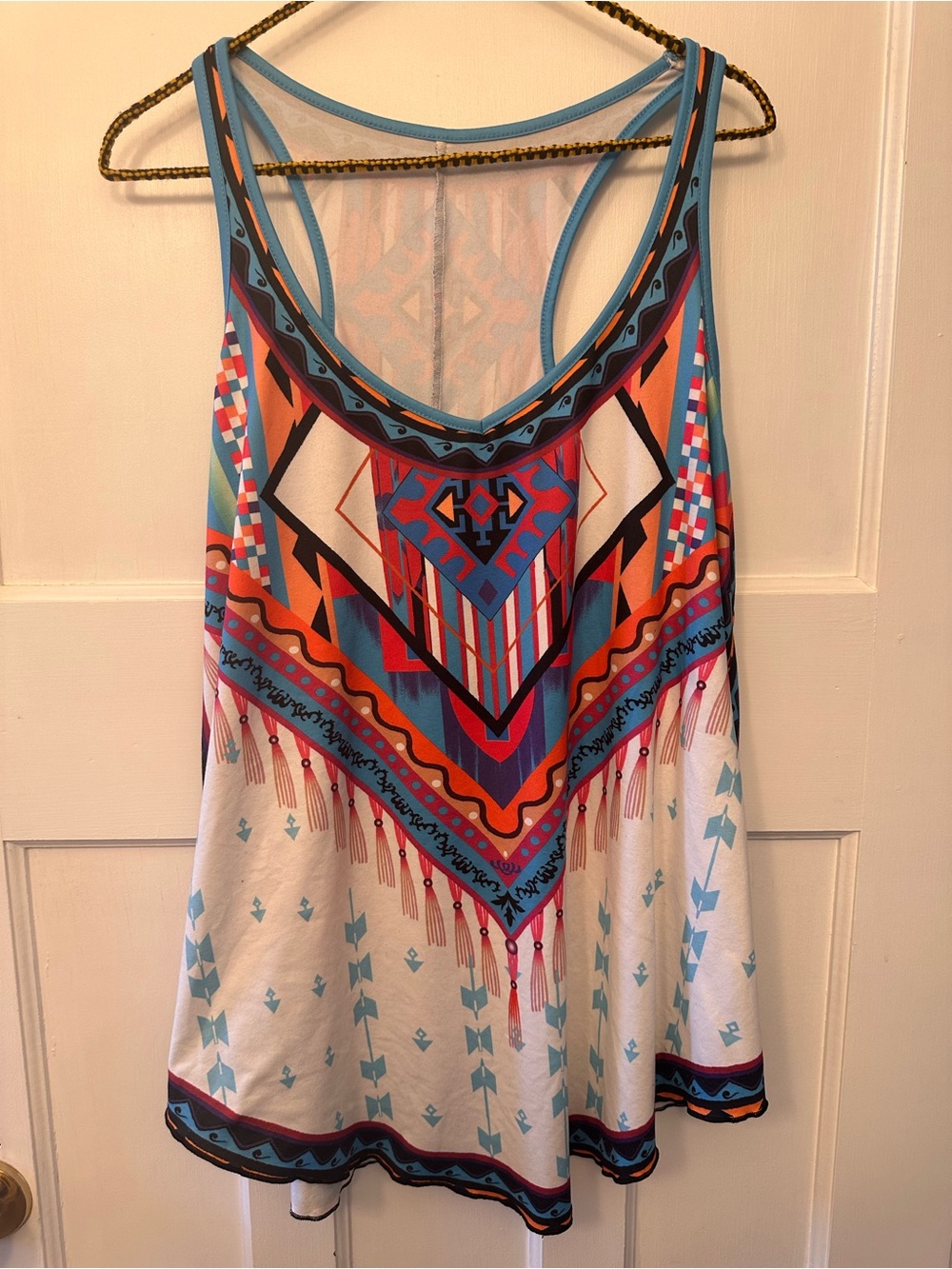 ⭐️ Sleeveless Tribal Print Tank Top - Blue & Orange